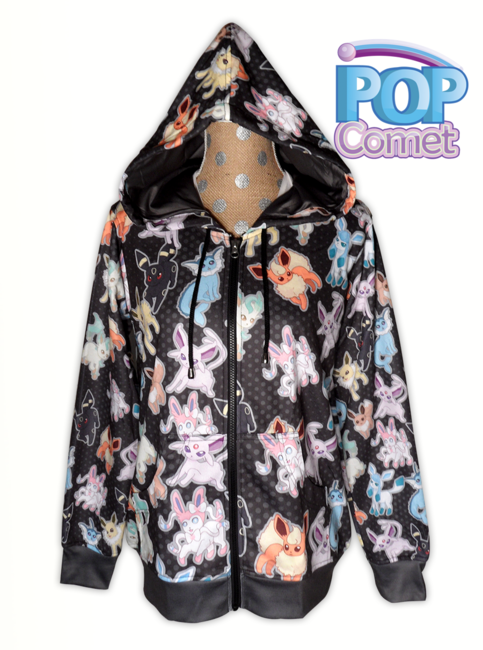 Eeveelution Zip Up Jacket Women's Size Pokemon Inspired Eevee Jacket Eeveelutions Hoodie 