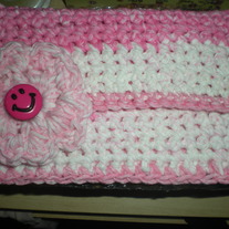 Pink and White Crochet Pouch 