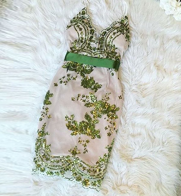 Cute v neck mermaid green dress, green prom dress, evening dress · of