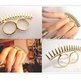 Retro Spikes Double Finger Ring - Thumbnail 2