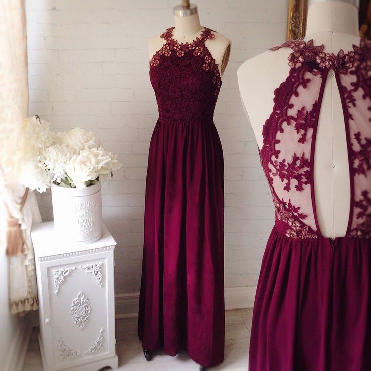 Lace Halter Prom Dress