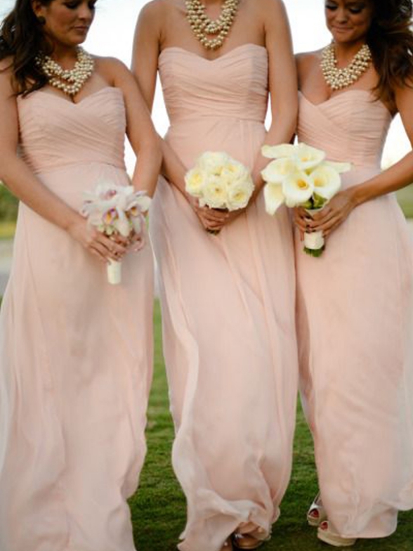 Long bridesmaid dress,strapless Bridesmaid Dresses,pink Bridesmaid Dress,sweetheart bridesmaid