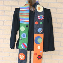 Funky, colorful, dotty wool scarf
