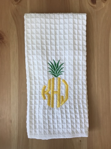 Pineapple Monogram Kitchen Towel Sold By Grace And Pine Embroidery