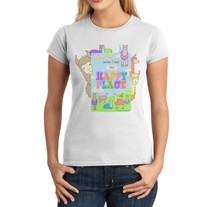 Junior Fit Ladies' T-Shirt - Kawaii Llamas Happy Place