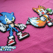 Sonic the Hedgehog and Tails the Fox Perler Bead Decorations