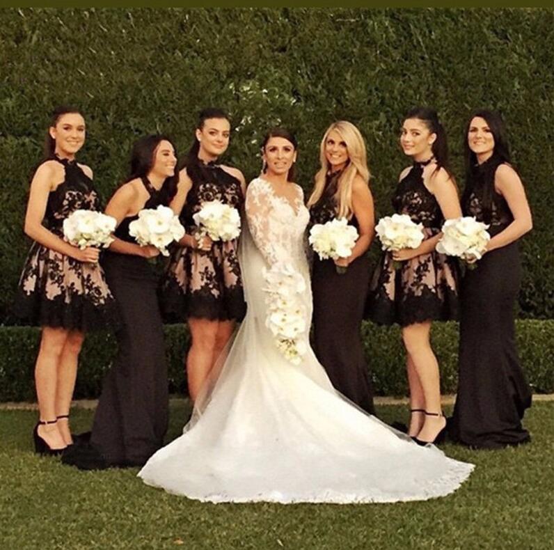 Black Applique Bridesmaid Dresses