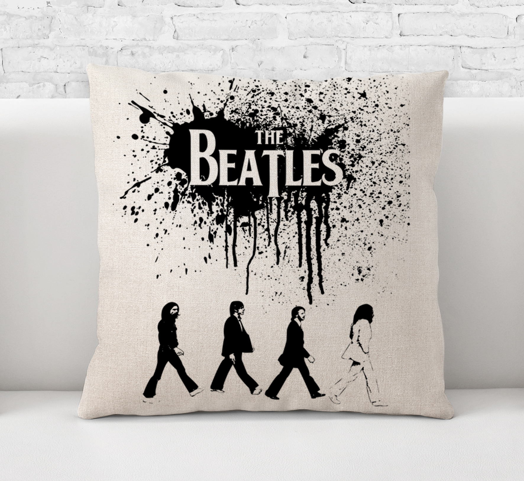 Throw Pillow case, cushion cover THE BEATLES ABBEY ROAD, rock and roll