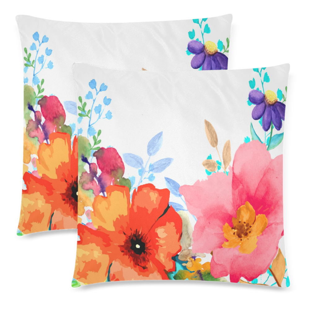 Set of 2 Watercolour Flowers Cushion Cover on Storenvy