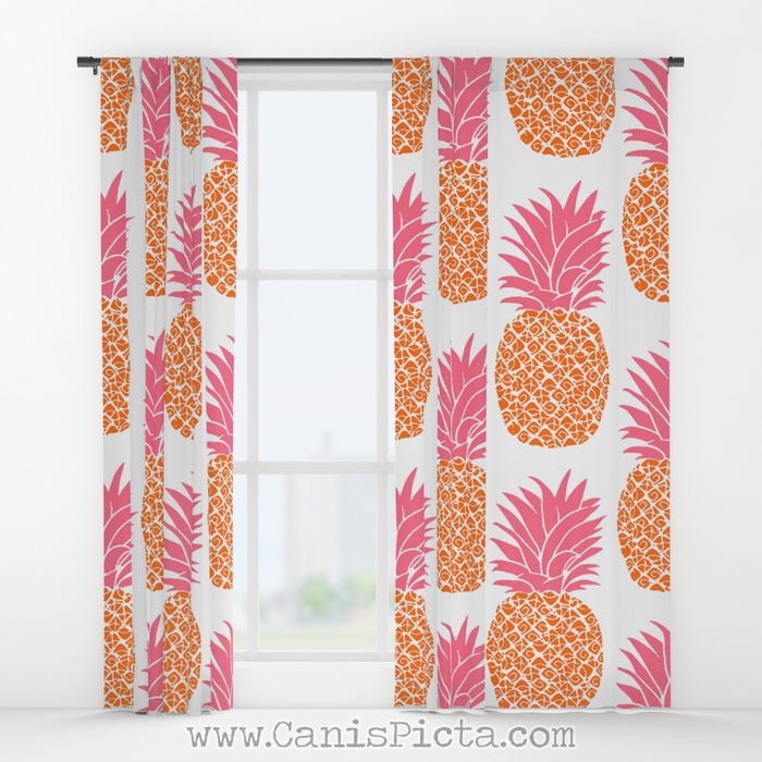 Modern Pineapples Window Curtains Treatment Panel Decorative Decor