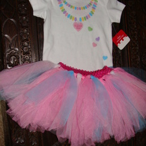 I LOVE YOU CANDY NECKLACE ONESIE & TUTU SKIRT 2 PC SET OUTFIT