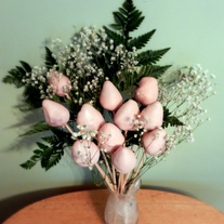 Chocolate Covered Strawberry Roses w/ Vase