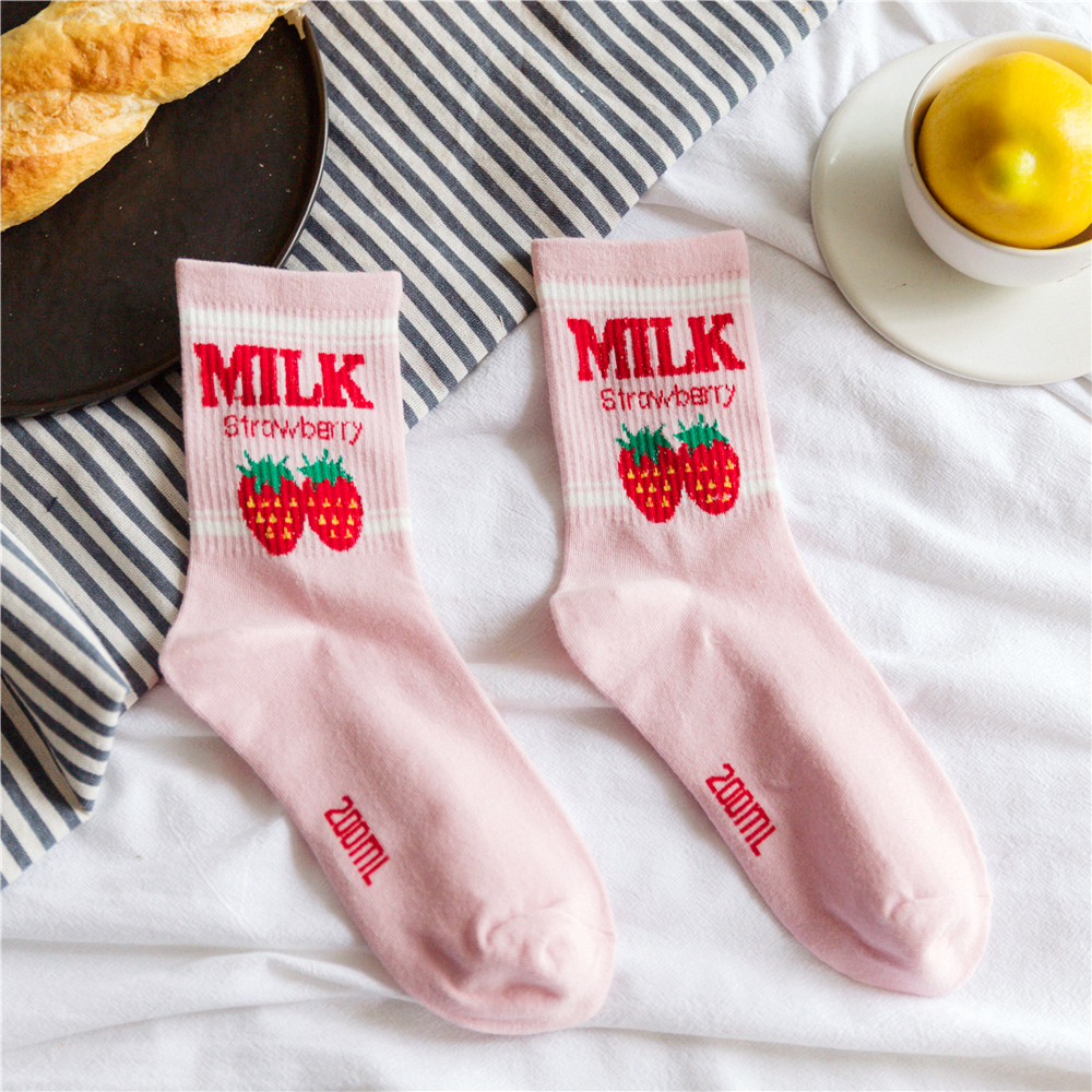 MILK STRAWBERRY SOCKS on Storenvy