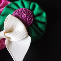 Green and pink yoyo cluster with bling