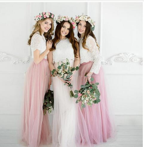 White Floor Length Bridesmaid Dresses