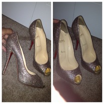 Christian Louboutin Titi Glitter Peep-Toe Pumps Size 40 (US 10)