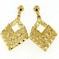 Diamond Shaped Filigree Earrings (Gold/Silver)