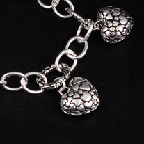 White Gold Puffy Heart Charm Bracelet