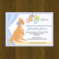 Kangaroo Baby Shower Printable Invitation