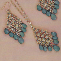 Vintage Blue Crystal Necklace and Earring Set