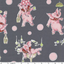1/2 Yard-Pink Elephant Charcoal/CX5002