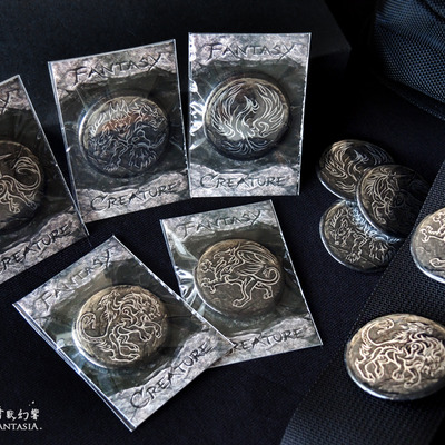 Fantasy creature metal button