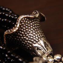 Green and Black Damask Seed Bead Necklace