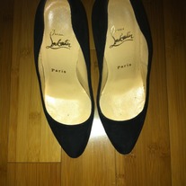 Christian Louboutin Black Suede Daffodil (Size 37.5) US 7.5