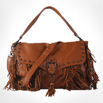Masslandstyle Women's Academy Double Buckle Cross Shoulder Handbag Satchel-Brown