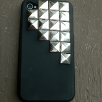 BLACK with silver studs Silicone iPhone Case