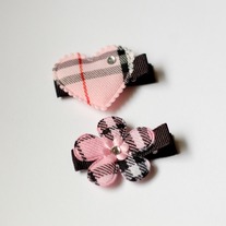 Plaid clippie set, Pink or Beige
