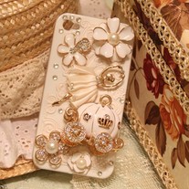 New Bling Crystal Pumpkin Carriage Ballet Girl On Relief iPhone 4/4S Case （#692）