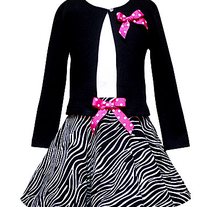 Rare Editions Zebra Print Dress W/ Cardigan