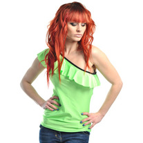 NEON DOLLZ - DIY OFF THE SHOULDER GREEN FANCY FRINGE TOP
