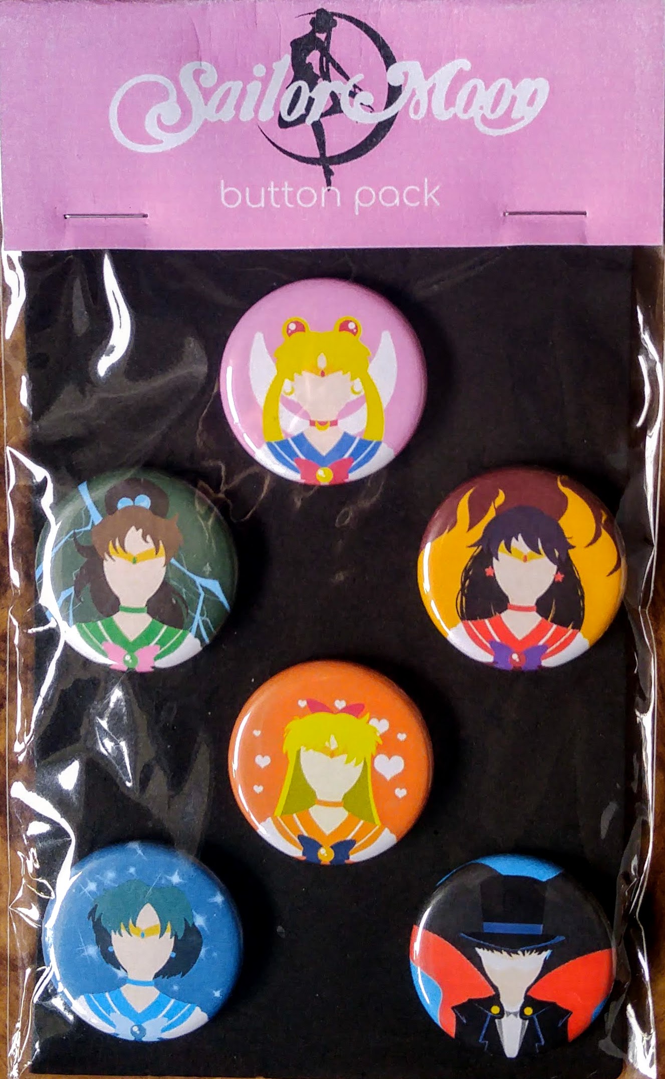 Faceless Sailor Moon Button Pack 1 - Set of 6 pins · geeknami · Online