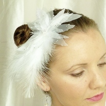 Snow White Bridal Veil Fascinator - Thumbnail 1