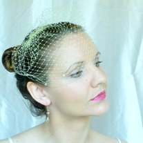 Champagne Birdcge Veil with Swarovski Crystals - Thumbnail 2