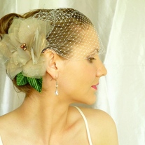 Lovely Flower Taupe Organza Headpiece  - Thumbnail 1