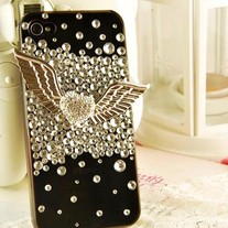New Bling Crystal Sparkle Angel Wings With Rhinestones iPhone 4/4S Case