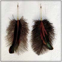 Ostritch and Brown Feather Earrings