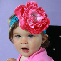 Big Pink Peony Hair Clip with Gemstone Center and Headband for Babies to Adult 