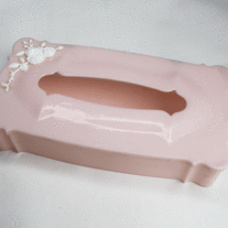 Vintage Pink Plastic Tissue Box - Schwarz Bros