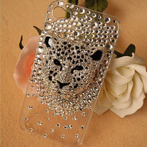 iphone 4G Design #235, Crystal Leopard Head on Clear iPhone 4/4S Case