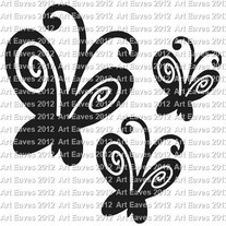 Swirly Butterfly Vinyl Decals Set of 6