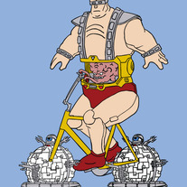 krang on bike with technodrome wheels, 5x7 print 