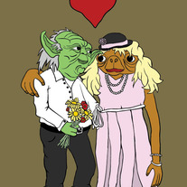 ET and Yoda in love, 5x7 print