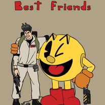 Ghostbuster and Pacman best friends, 5x7 print
