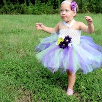 Purple Green and White Tutu Dress for Baby or Girls Boutique Style Flower Girl Dress up 