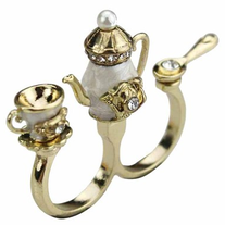 Teapot Double Finger Ring