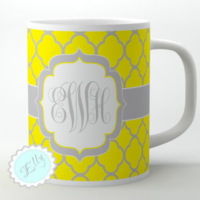 personalized coffee cup yellow